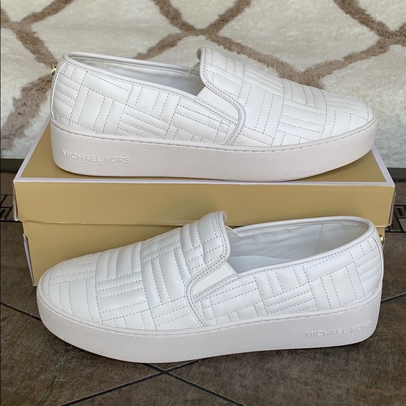 Michael Kors Shoes - MICHAEL KORS TEDDY SLIP ON NAPPA PU OPTIC WHITE